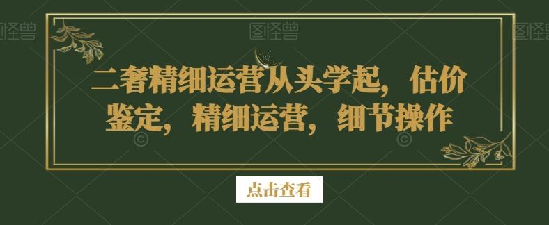 二奢精细运营从头学起，估价鉴定，精细运营，细节操作-海旭网创