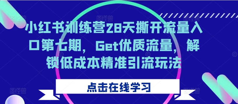 小红书训练营28天撕开流量入口第七期，Get优质流量，解锁低成本精准引流玩法-海旭网创