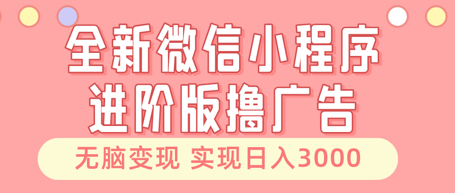 全新微信小程序进阶版撸广告 无脑变现睡后也有收入 日入3000＋-海旭网创