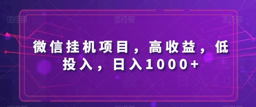 微信挂机项目，高收益，低投入，日入1000+-海旭网创