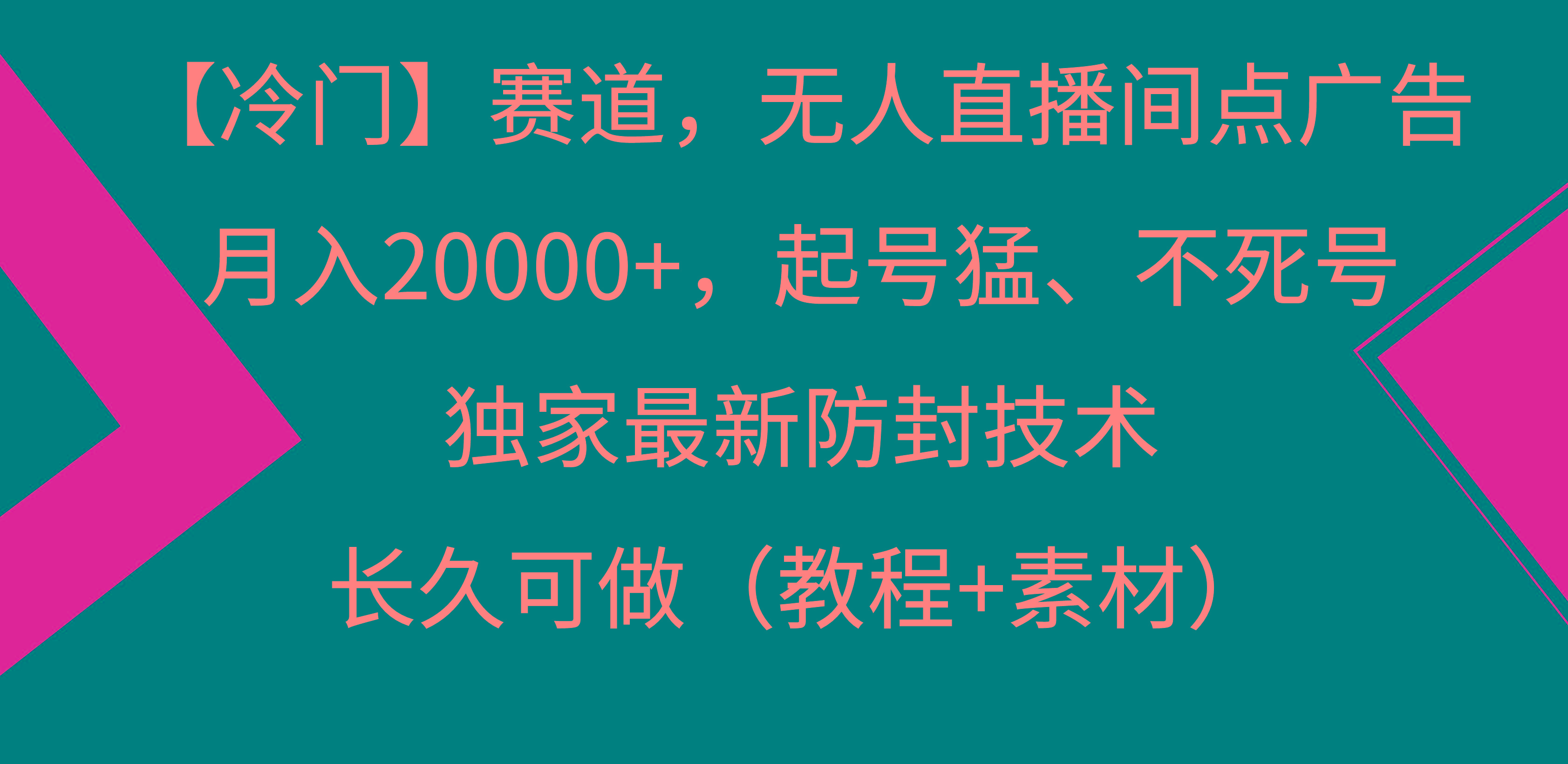 【冷门】赛道，无人直播间点广告，月入20000+，起号猛、不死号，独家最…-海旭网创
