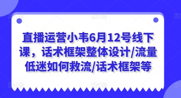 直播运营小韦6月12号线下课，话术框架整体设计/流量低迷如何救流/话术框架等-海旭网创