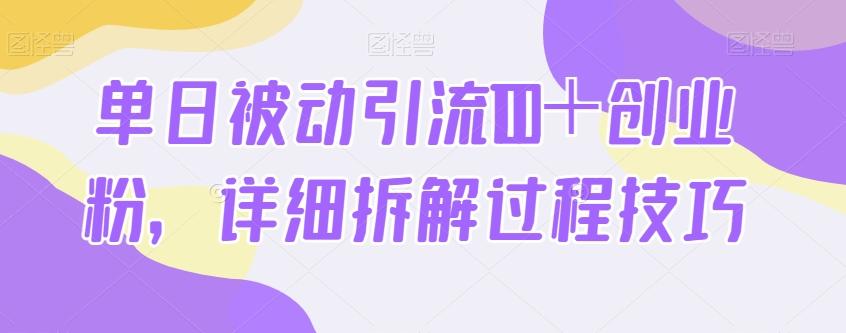 单日被动引流100＋创业粉，详细拆解过程技巧-海旭网创