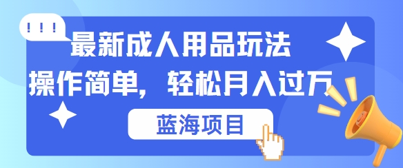 最新成人用品项目玩法，操作简单，动动手，轻松日入几张【揭秘】-海旭网创