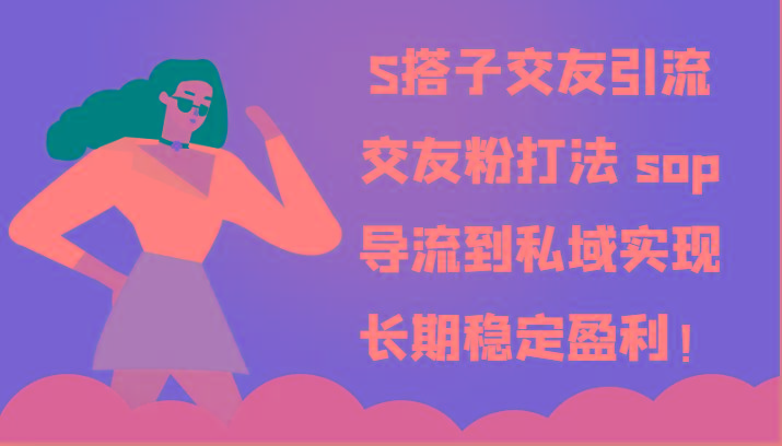 S搭子交友引流，交友粉打法 sop，导流到私域实现长期稳定盈利！-海旭网创