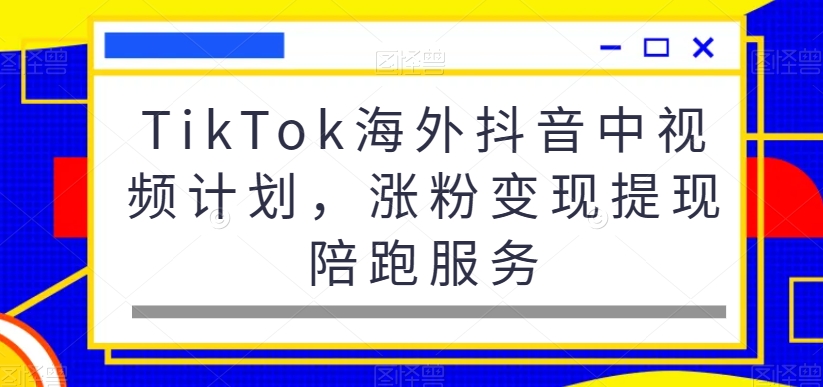 TikTok海外抖音中视频计划，涨粉变现提现陪跑服务-海旭网创