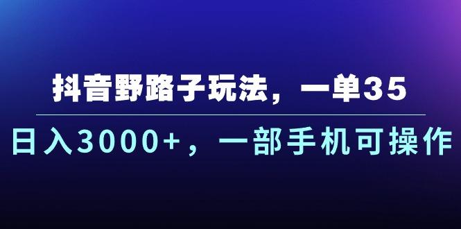 抖音野路子玩法，一单35.日入3000+，一部手机可操作-海旭网创