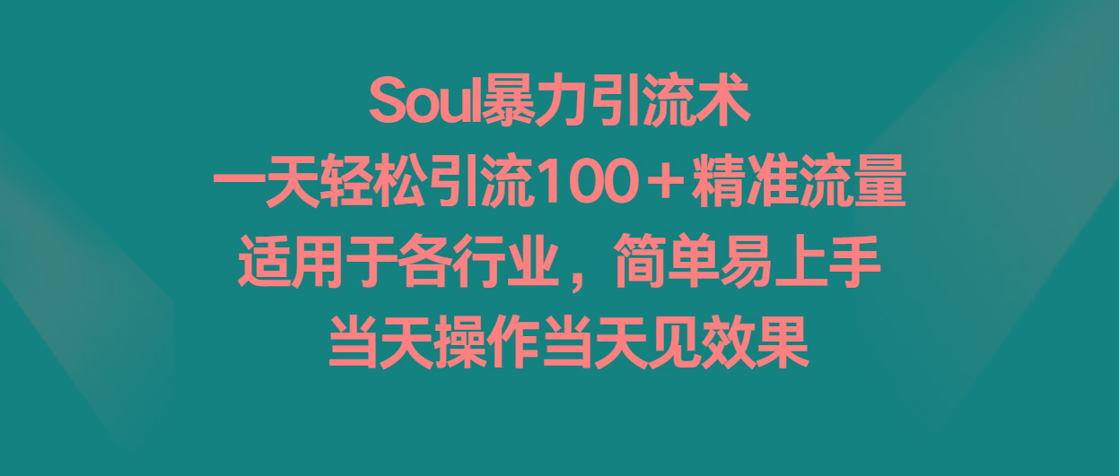 Soul暴力引流术，一天轻松引流100＋精准流量，适用于各行业，简单易上手！-海旭网创