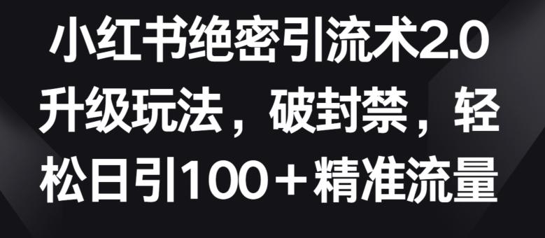 小红书绝密引流术2.0升级玩法，破封禁，轻松日引100+精准流量【揭秘】-海旭网创