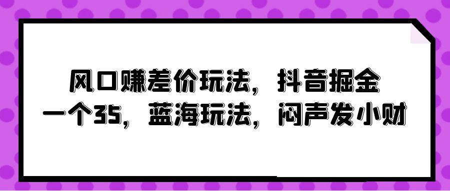(10022期)风口赚差价玩法，抖音掘金，一个35，蓝海玩法，闷声发小财-海旭网创