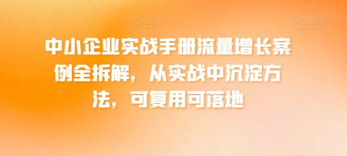 中小企业实战手册流量增长案例全拆解，从实战中沉淀方法，可复用可落地-海旭网创