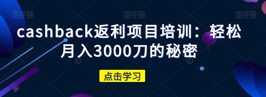 cashback返利项目培训：轻松月入3000刀的秘密-海旭网创