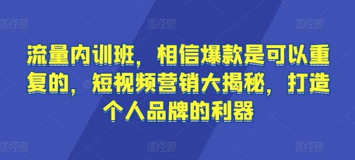 流量内训班，相信爆款是可以重复的，短视频营销大揭秘，打造个人品牌的利器-海旭网创