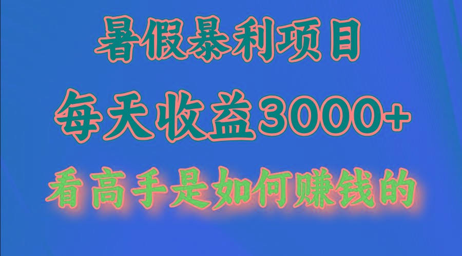 暑假暴利项目，每天收益3000+ 努努力能达到5000+，暑假大流量来了-海旭网创