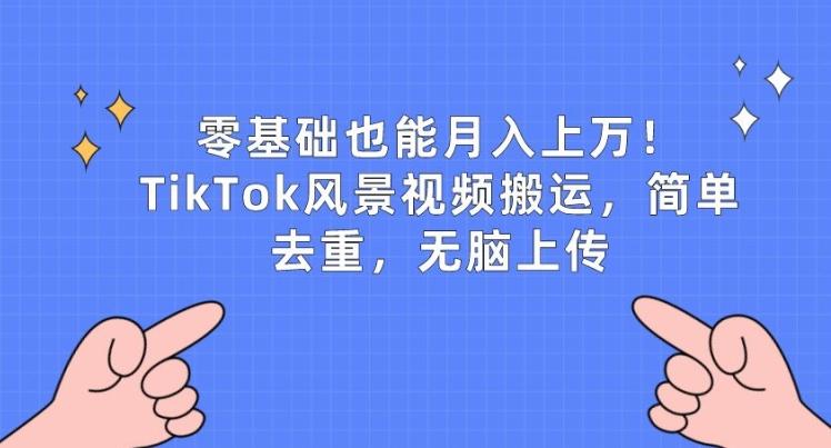 零基础也能月入上w，TikTok风景视频搬运，简单去重，无脑上传【揭秘】-海旭网创