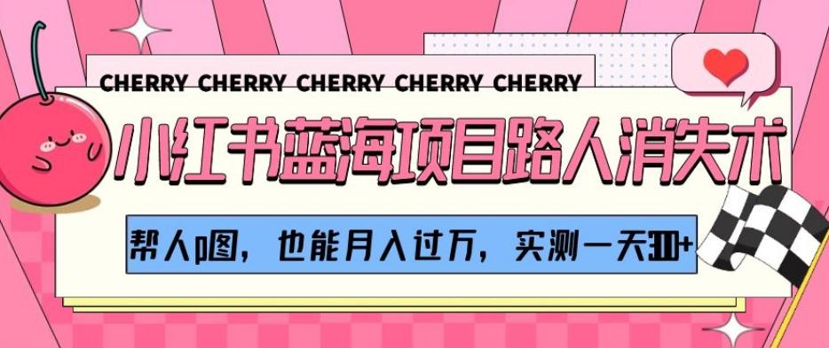 小红书蓝海项目路人消失术，帮人p图，也能月入过万，实测一天300+【揭秘】-海旭网创