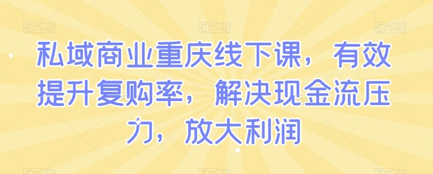 私域商业重庆线下课，有效提升复购率，解决现金流压力，放大利润-海旭网创