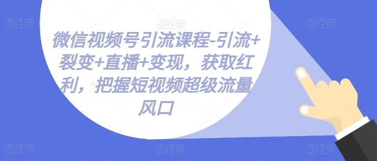微信视频号引流课程-引流+裂变+直播+变现，获取红利，把握短视频超级流量风口-海旭网创