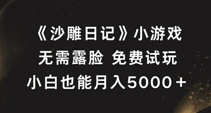 《沙雕日记》小游戏，无需露脸免费试玩，小白也能月入5000+【揭秘】-海旭网创