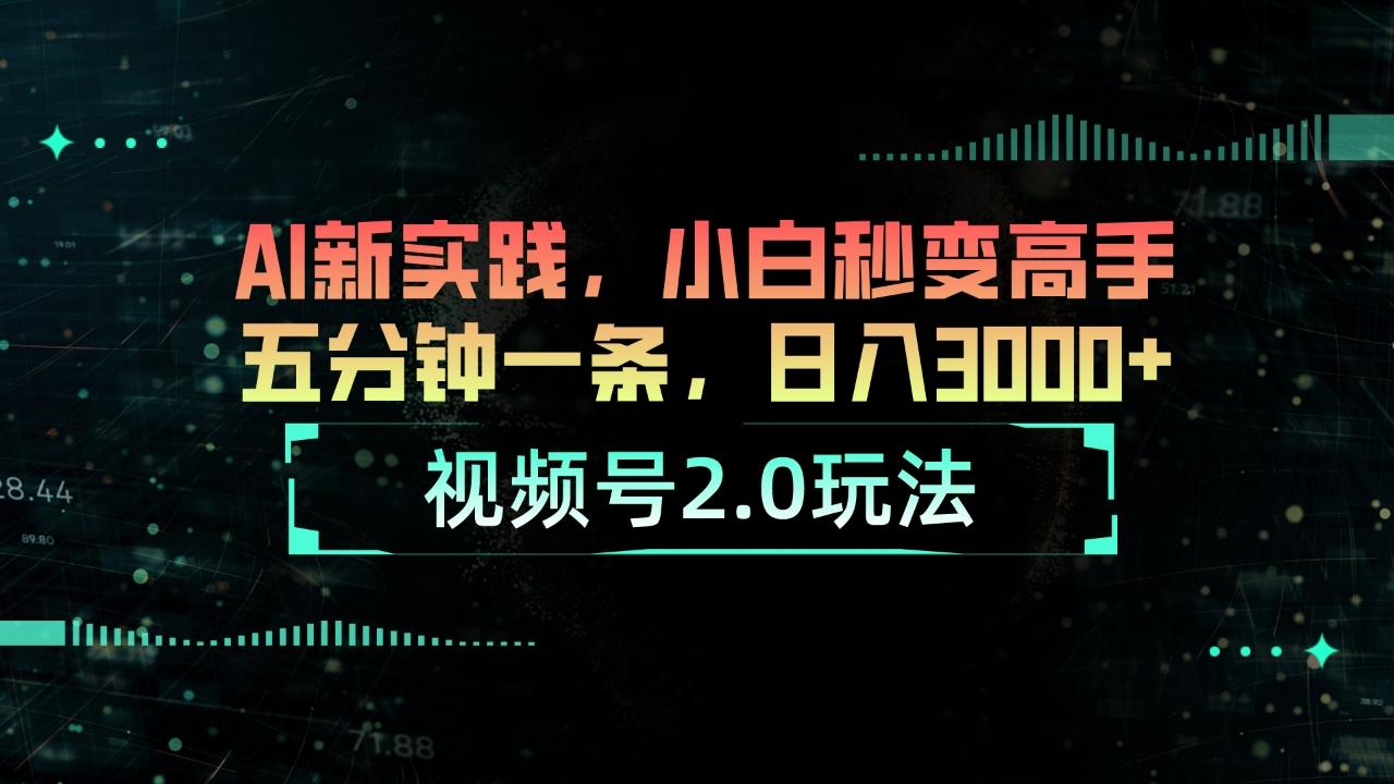 视频号2.0玩法 AI新实践，小白秒变高手五分钟一条，日入3000+-海旭网创