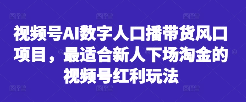 视频号AI数字人口播带货风口项目，最适合新人下场淘金的视频号红利玩法-海旭网创