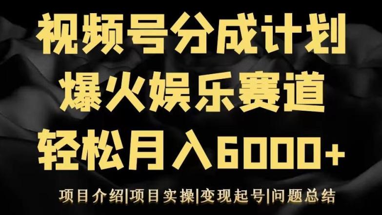 视频号创作分成计划之娱乐赛道轻松日入500+-海旭网创