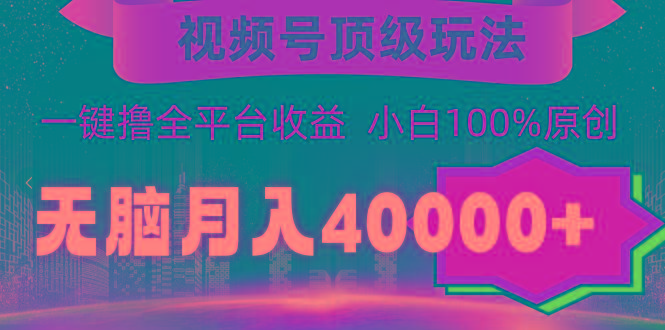 (9281期)视频号顶级玩法，无脑月入40000+，一键撸全平台收益，纯小白也能100%原创-海旭网创