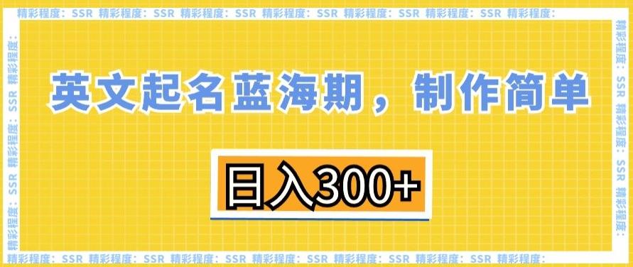 英文起名蓝海期，制作简单，日入300+【揭秘】-海旭网创