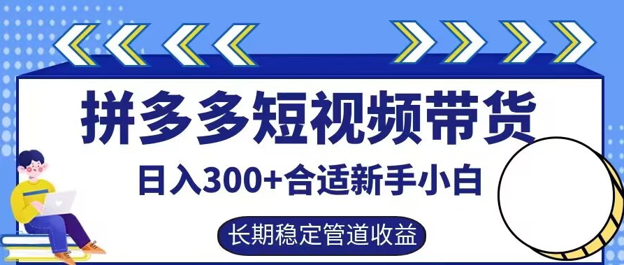 拼多多短视频带货日入300+有长期稳定被动收益，合适新手小白【揭秘】-海旭网创