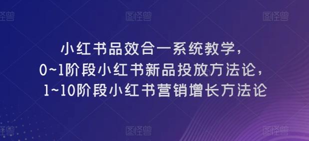 小红书品效合一系统教学，​0~1阶段小红书新品投放方法论，​1~10阶段小红书营销增长方法论-海旭网创