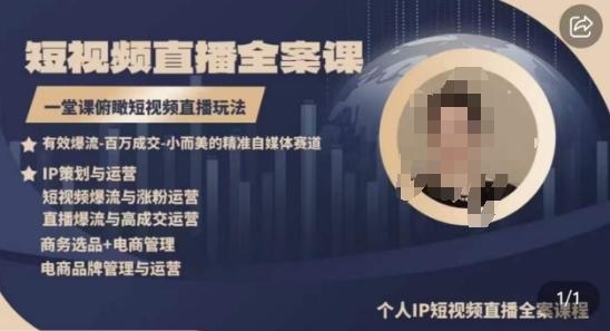 高品质IP短视频直播全案课程，一堂课俯瞰短视频直播玩法-海旭网创