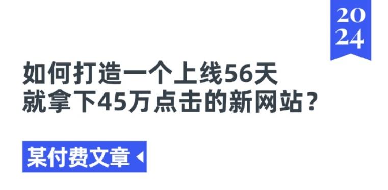 某付费文章《如何打造一个上线56天就拿下45万点击的新网站?》-海旭网创