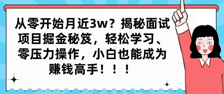 从零开始月近3w？揭秘面试项目掘金秘笈，轻松学习、零压力操作，小白也能成为赚钱高手-海旭网创
