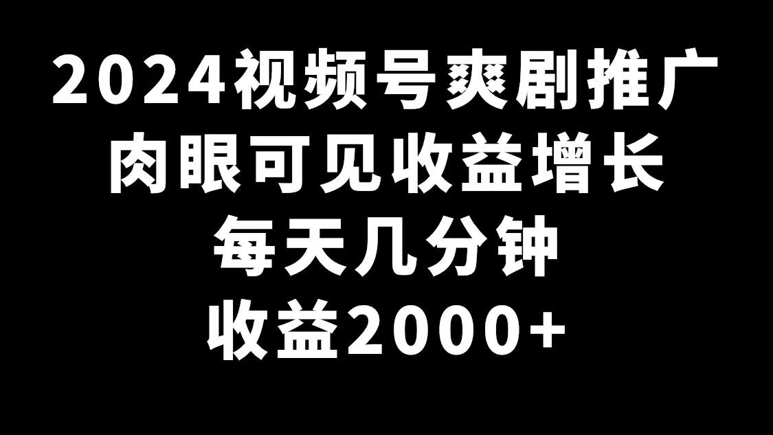 2024视频号爽剧推广，肉眼可见的收益增长，每天几分钟收益2000+-海旭网创