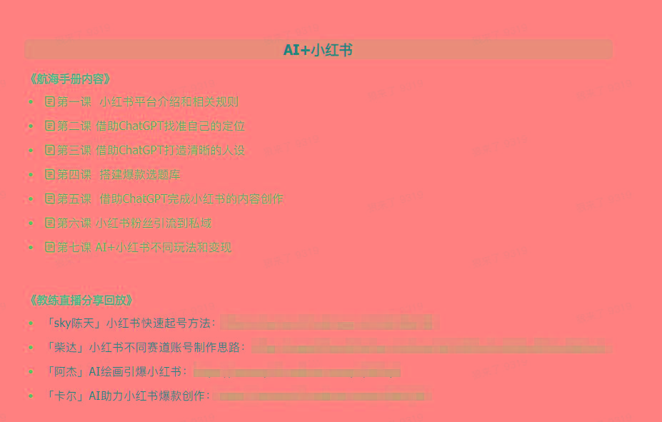 图片[2]-(9351期)AI破局手册+教练分享合集：AI提示词/AI+小红书 /AI+公众号/AI+绘画/AI编程-海旭网创