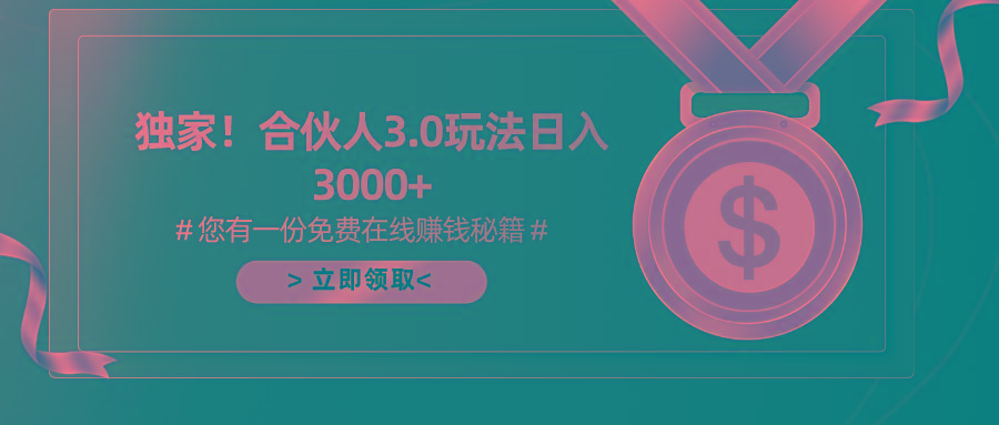 游戏合伙人3.0，日入3000+，无限扩大的蓝海项目-海旭网创