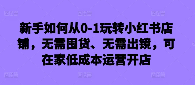 新手如何从0-1玩转小红书店铺，无需囤货、无需出镜，可在家低成本运营开店-海旭网创
