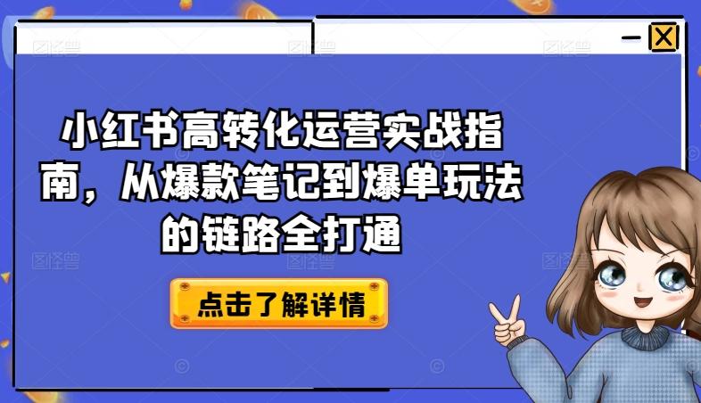 小红书高转化运营实战指南，从爆款笔记到爆单玩法的链路全打通-海旭网创