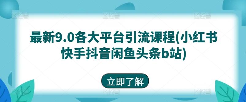 最新9.0各大平台引流课程(小红书快手抖音闲鱼头条b站)-海旭网创