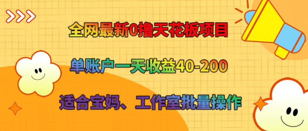 全网最新0撸天花板项目 单账户一天收益40-200 适合宝妈、工作室批量操作-海旭网创