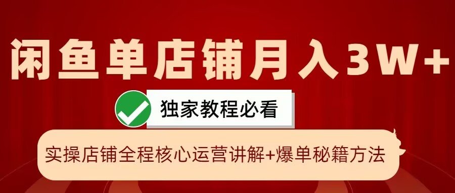 闲鱼单店铺月入3W+实操展示，爆单核心秘籍，一学就会【揭秘】-海旭网创