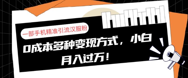 一部手机精准引流汉服粉，0成本多种变现方式，小白月入过万！-海旭网创