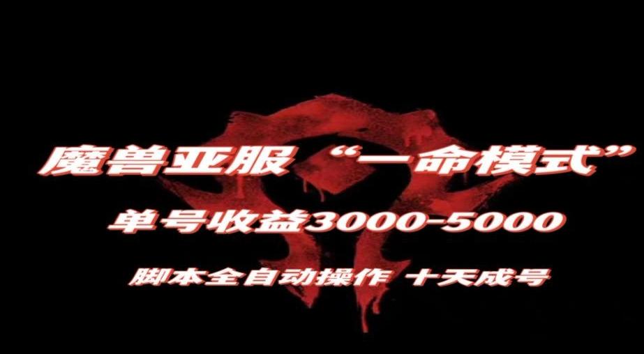 魔兽亚服一命模式，10天成号-单号3千-5千，脚本全自动操作，保姆级教学【揭秘】-海旭网创