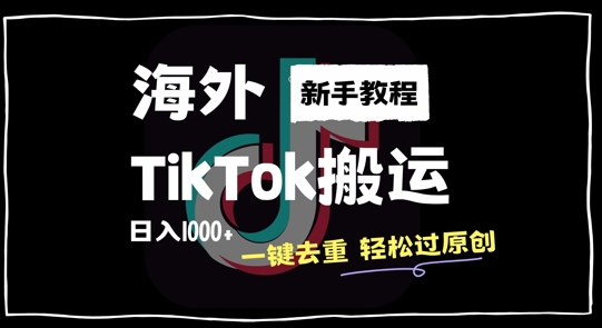2024最新海外TikTok搬运玩法，一键去重轻松过原创，新手无经验也能日入1k【揭秘】-海旭网创