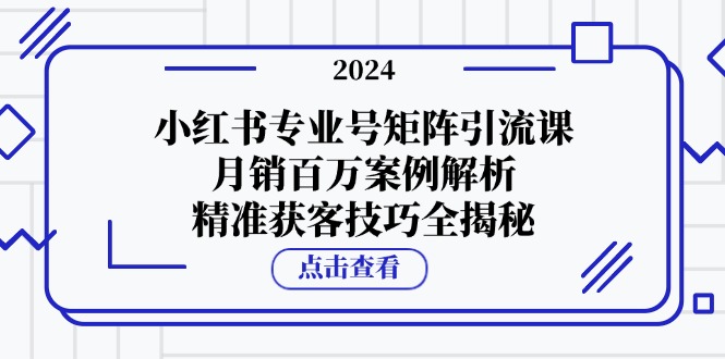 小红书专业号矩阵引流课，月销百万案例解析，精准获客技巧全揭秘-海旭网创