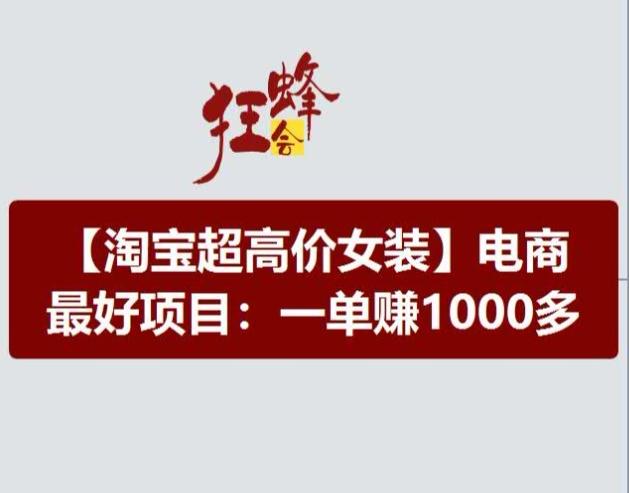 淘宝超高价女装项目，电商最好赛道，一单赚1000多-海旭网创