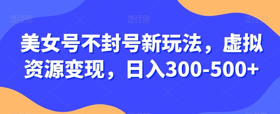 美女号不封号新玩法，虚拟资源变现，日入300-500+-海旭网创