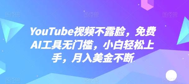 YouTube视频不露脸，免费AI工具无门槛，小白轻松上手，月入美金不断【揭秘】-海旭网创