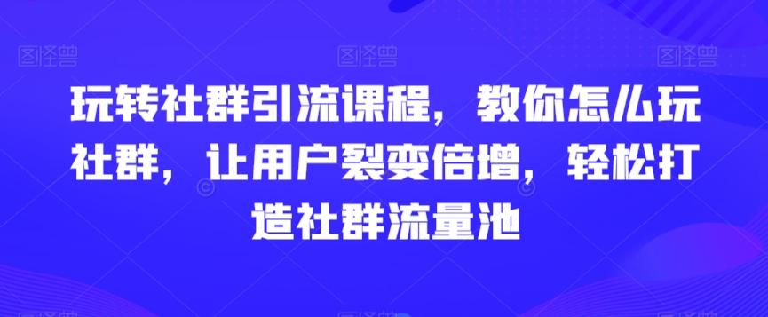 玩转社群引流课程，教你怎么玩社群，让用户裂变倍增，轻松打造社群流量池-海旭网创