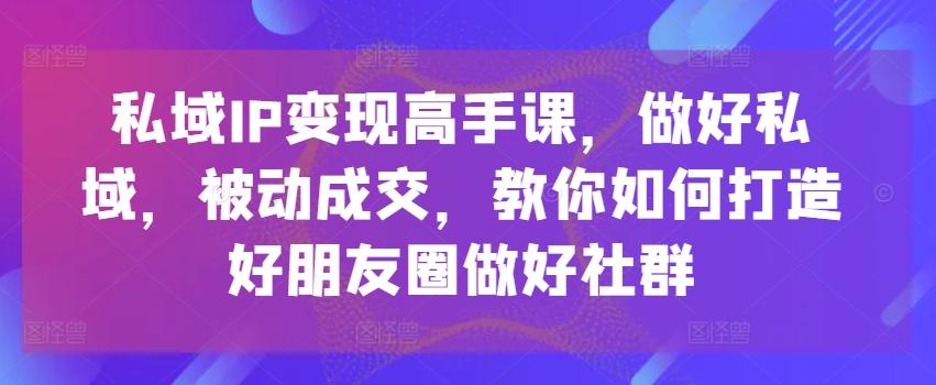 私域IP变现高手课，做好私域，被动成交，教你如何打造好朋友圈做好社群-海旭网创